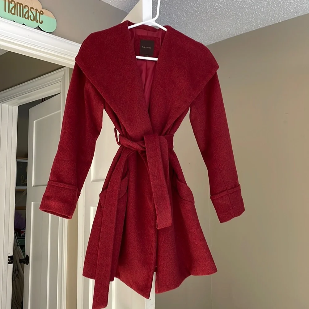 The Limited wool blend red front tie jacket
